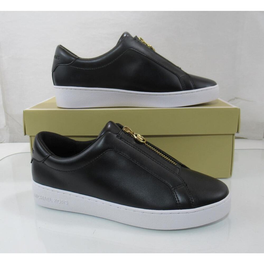 Michael Kors Keaton Zip Slip On Sneakers MK Logo Black Size 7 - Picture 3 of 8
